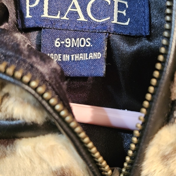Children's Place 6-9 Months Leopard Coat with Leather Trim Like New - Picture 2 of 6